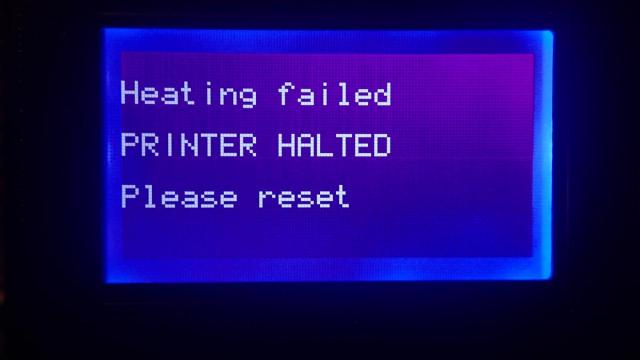 Heating failed PRINTER HALTED Please reset