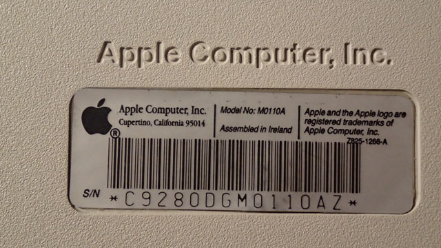 Apple M0110A serial number
