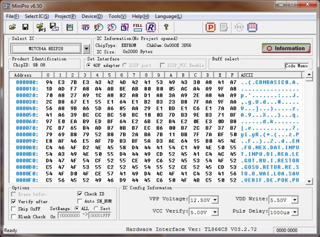 C64 Basic ROM in 27C64 EPROM | ezContents blog