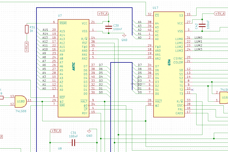 KiCad schematics ANTIC and GTIA chip