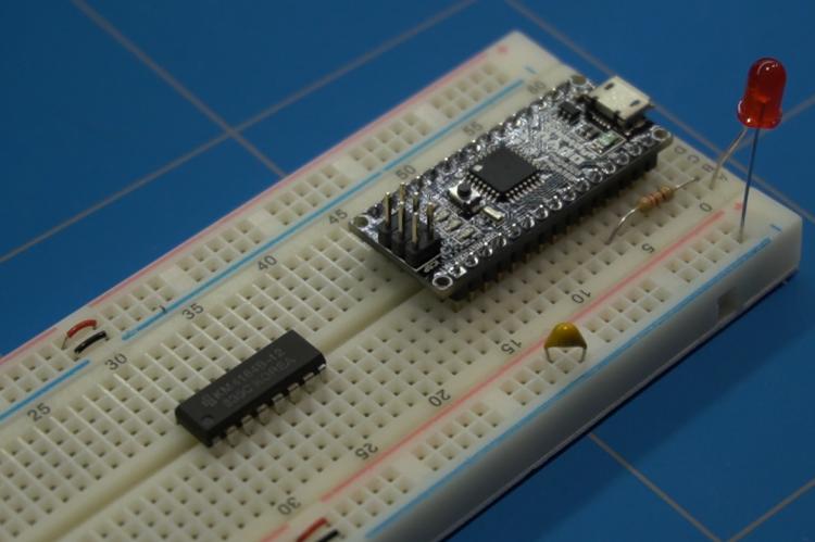 Breadboard with some installed components